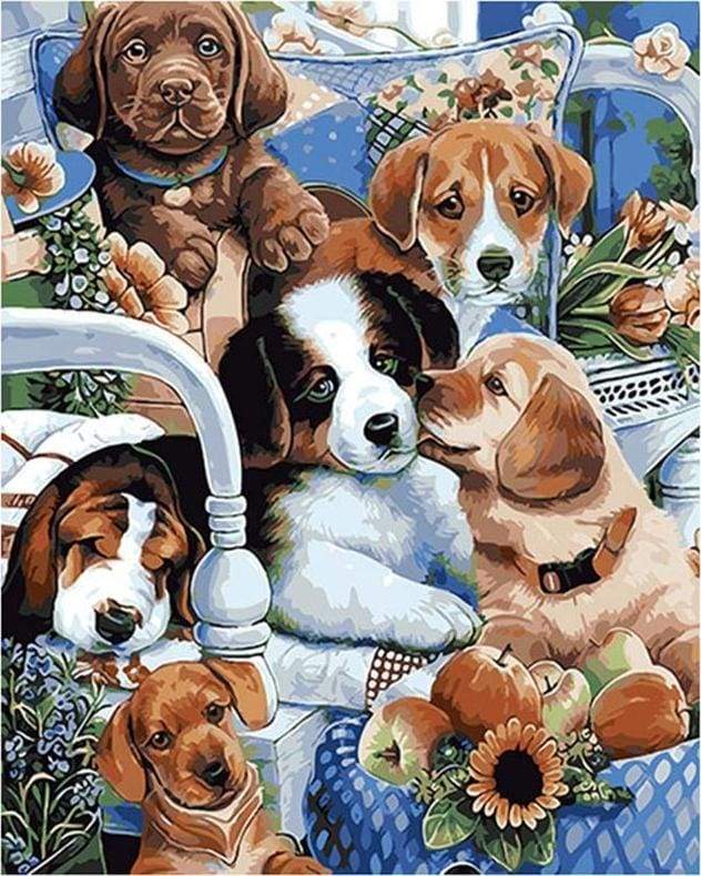 paint by numbers | Cute Dogs | animals dogs intermediate | FiguredArt
