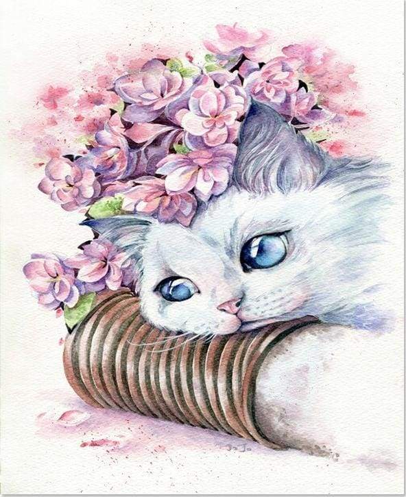 paint by numbers | Cute Kitty | advanced animals cats flowers | FiguredArt