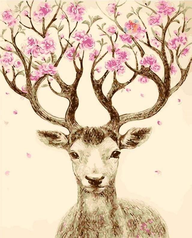 paint by numbers | Deer with Flower wood | animals deer easy flowers | FiguredArt