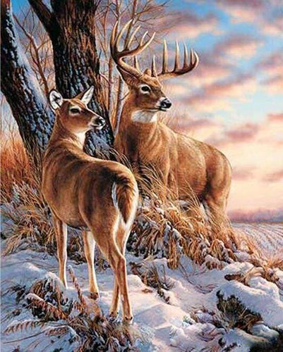 paint by numbers | Deers during Winter | advanced animals deer | FiguredArt