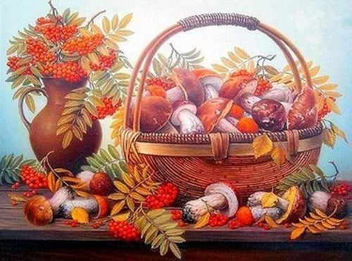 Diamond Painting | Diamond Painting - Basket of Mushrooms | Diamond Painting kitchen kitchen | FiguredArt