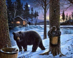 Diamond Painting | Diamond Painting - Bear in the Snow | animals bear Diamond Painting Animals winter | FiguredArt
