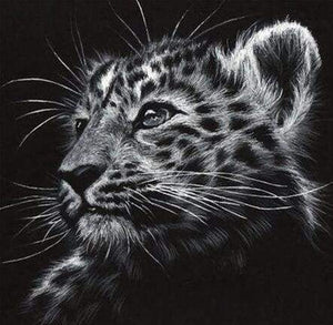 Diamond Painting | Diamond Painting - Black and white Leopard | animals Diamond Painting Animals leopards | FiguredArt