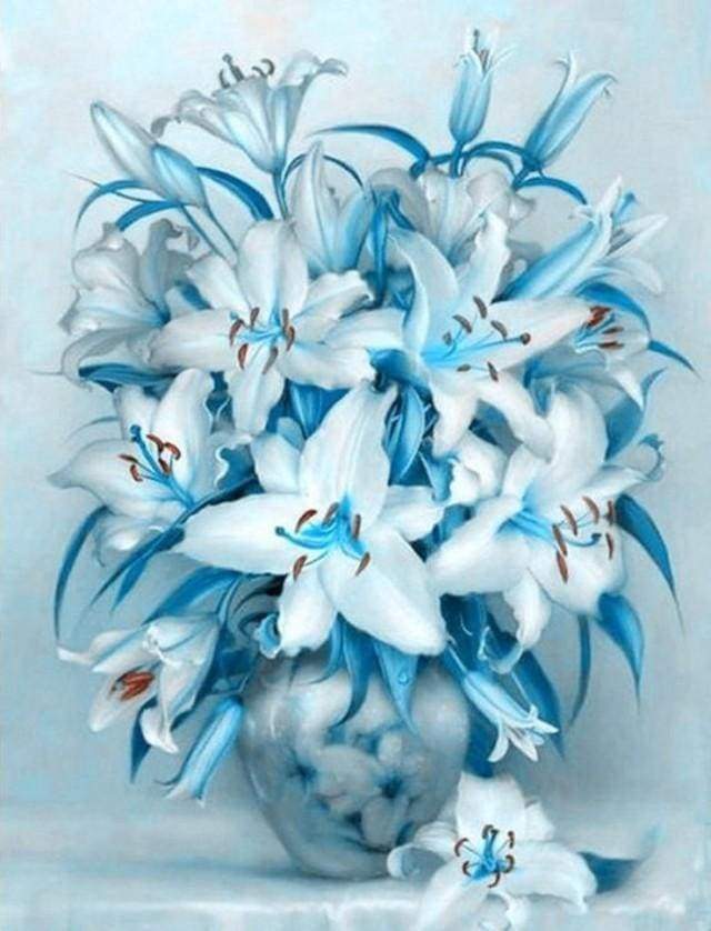 Diamond Painting | Diamond Painting - Blue Lily Flower | Diamond Painting Flowers flowers | FiguredArt