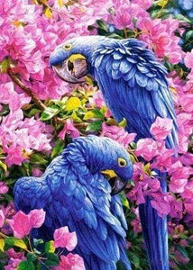 Diamond Painting | Diamond Painting - Blue Parrots | animals birds Diamond Painting Animals Diamond Painting Flowers flowers | FiguredArt
