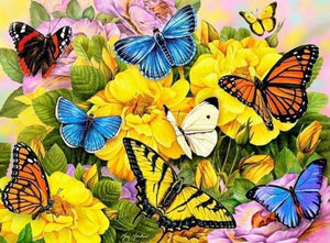 Diamond Painting | Diamond Painting - Butterflies and Yellow Flowers | animals butterflies Diamond Painting Animals | FiguredArt
