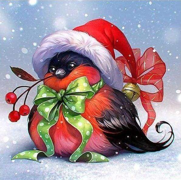 Diamond Painting | Diamond Painting - Christmas Bird | animals birds christmas Diamond Painting Animals | FiguredArt