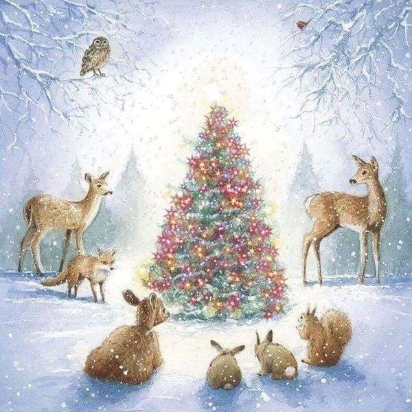 Diamond Painting | Diamond Painting - Christmas Tree and Animals | animals christmas Diamond Painting Animals | FiguredArt