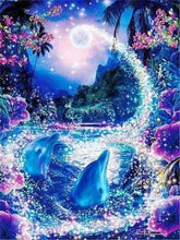 Load image into Gallery viewer, Diamond Painting | Diamond Painting - Dolphins and Enchanted River | animals Diamond Painting Animals Diamond Painting Landscapes dolphins