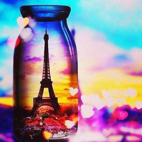 Diamond Painting | Diamond Painting - Eiffel Tower Vase | Diamond Painting Cities Diamond Painting Romance romance | FiguredArt