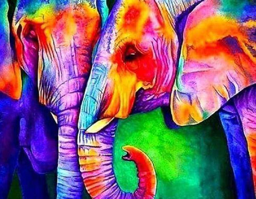 Diamond Painting | Diamond Painting - Elephant Couple | animals Diamond Painting Animals elephants | FiguredArt