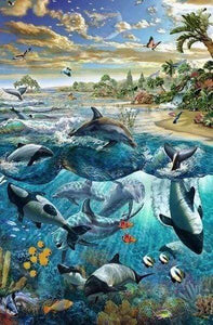 Diamond Painting | Diamond Painting - Fish and Dolphins | animals Diamond Painting Animals dolphins fish | FiguredArt