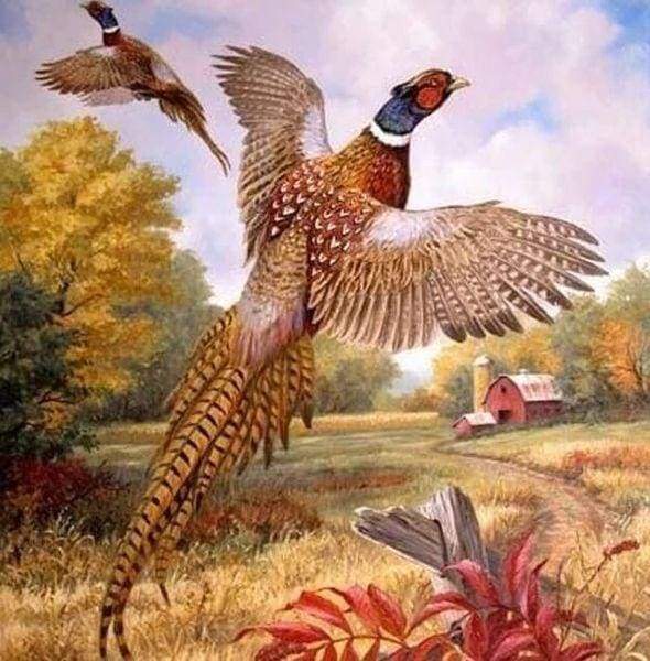 Diamond Painting | Diamond Painting - Flight of Pheasants | animals Diamond Painting Animals | FiguredArt