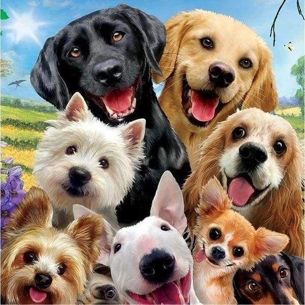 Diamond Painting | Diamond Painting - Friendly Dogs | animals Diamond Painting Animals dogs | FiguredArt