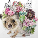 Diamond Painting | Diamond Painting - Hedgehog and Flowers | animals Diamond Painting Animals flowers hedgehogs | FiguredArt