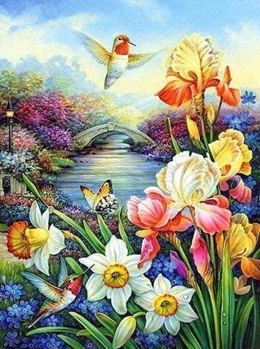 Diamond Painting | Diamond Painting - Hummingbird near the River | animals Diamond Painting Animals Diamond Painting Flowers flowers |