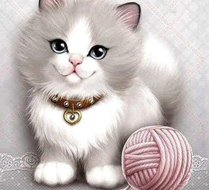 Diamond Painting | Diamond Painting - Kitten and Ball of Wool | animals cats Diamond Painting Animals | FiguredArt