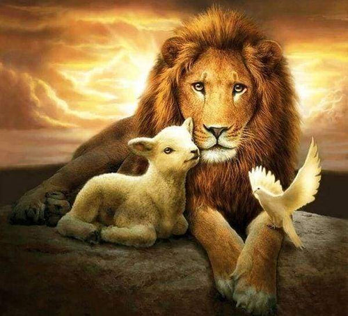 Diamond Painting | Diamond Painting - Lion sheep and Bird | animals birds Diamond Painting Animals lions | FiguredArt