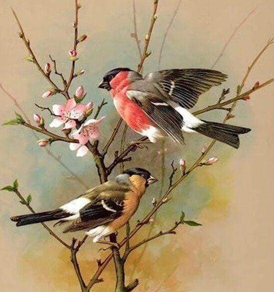 Diamond Painting | Diamond Painting - Little Bird on Branch | animals birds Diamond Painting Animals | FiguredArt