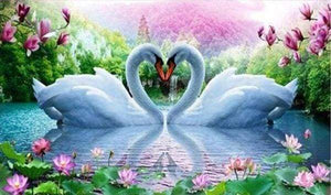 Diamond Painting | Diamond Painting - Love Swans | animals birds Diamond Painting Animals swans | FiguredArt
