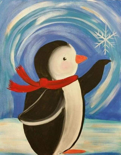 Diamond Painting | Diamond Painting - Penguin with red scarf | animals Diamond Painting Animals | FiguredArt