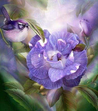 Load image into Gallery viewer, Diamond Painting | Diamond Painting - Purple Flower and Bird | animals birds Diamond Painting Animals Diamond Painting Flowers flowers |