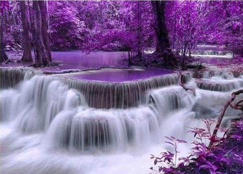 Diamond Painting | Diamond Painting - Purple Waterfall | Diamond Painting Landscapes landscapes | FiguredArt