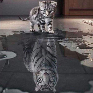 Diamond Painting | Diamond Painting - Reflective Tiger and Lion | animals Diamond Painting Animals lions tigers | FiguredArt