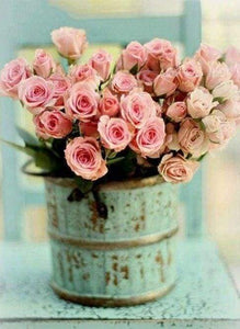 Diamond Painting | Diamond Painting - Rose Bouquet in a Bucket | Diamond Painting Flowers flowers | FiguredArt
