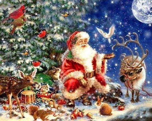 Diamond Painting | Diamond Painting - Santa and Animals | animals christmas Diamond Painting Religion religion | FiguredArt