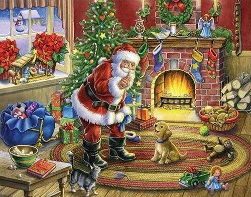 Diamond Painting | Diamond Painting - Santa Claus and Dog | animals christmas Diamond Painting Animals Diamond Painting Religion dogs |