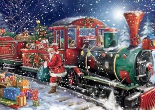 Diamond Painting | Diamond Painting - Santa Claus and Train | christmas Diamond Painting Religion religion | FiguredArt