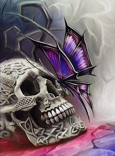 Diamond Painting | Diamond Painting - Skull and Butterfly | animals butterflies Diamond Painting Animals | FiguredArt