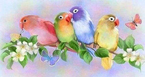 Diamond Painting | Diamond Painting - Small Parakeets | animals Diamond Painting Animals | FiguredArt