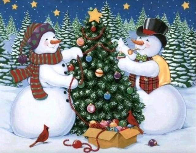 Diamond Painting - Snowmen and Christmas tree – Figured'Art