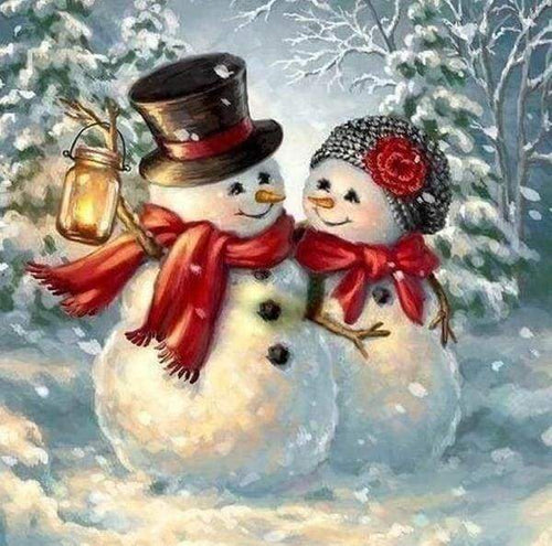 Diamond Painting | Diamond Painting - Snowmen | Diamond Painting Landscapes landscapes winter | FiguredArt