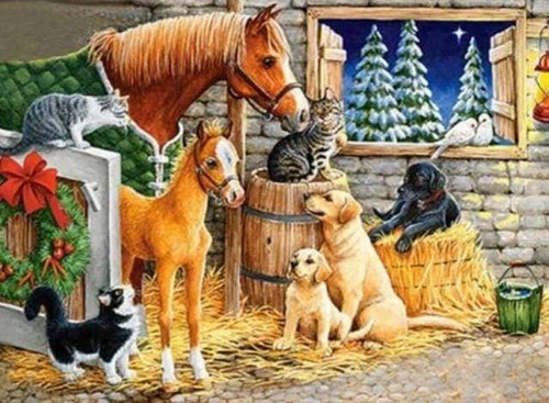 Diamond Painting | Diamond Painting - Stable | animals Diamond Painting Animals | FiguredArt