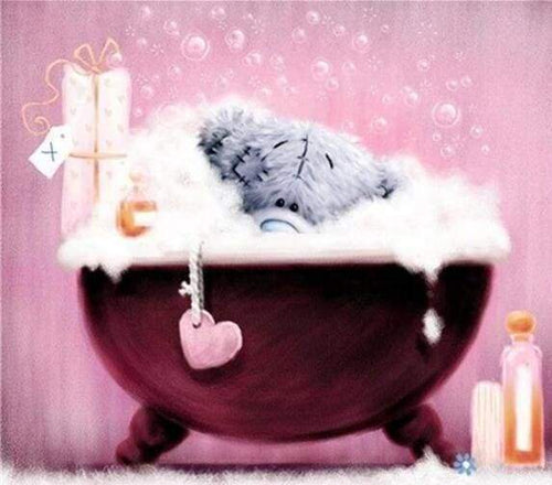 Diamond Painting | Diamond Painting - Teddy in his bath | Diamond Painting Romance romance | FiguredArt