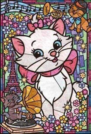 Diamond Painting | Diamond Painting - The Aristocats Stained Glass | animals Diamond Painting Animals | FiguredArt