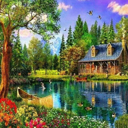 Diamond Painting | Diamond Painting - The Lake House | Diamond Painting Landscapes landscapes | FiguredArt