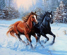 Load image into Gallery viewer, Diamond Painting | Diamond Painting - Two Horses in Winter | animals Diamond Painting Animals horses winter | FiguredArt