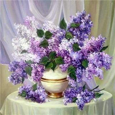 Diamond Painting | Diamond Painting - Vase of Purple Flowers | Diamond Painting Flowers flowers | FiguredArt