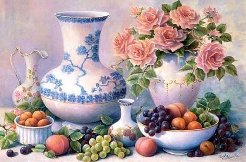 Diamond Painting | Diamond Painting - Vases and Fruits | Diamond Painting Flowers Diamond Painting kitchen flowers kitchen | FiguredArt