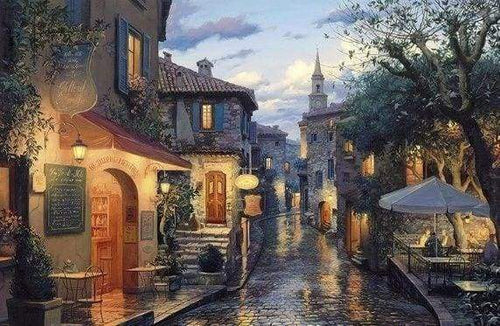 Diamond Painting | Diamond Painting - Village after the Rain | cities Diamond Painting Cities | FiguredArt