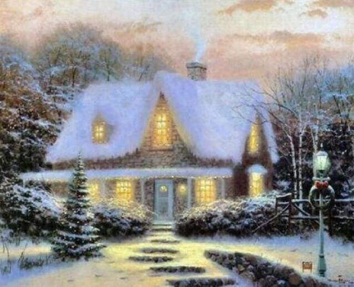 Diamond Painting | Diamond Painting - Winter Chalet in the snow | Diamond Painting Landscapes landscapes winter | FiguredArt