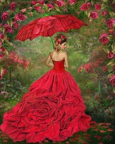 Diamond Painting | Diamond Painting - Woman in red dress | Diamond Painting Romance romance | FiguredArt