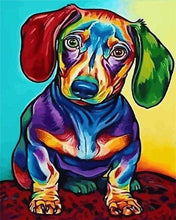 Load image into Gallery viewer, paint by numbers | Dog Color Red and Green Ears | animals dogs easy Pop Art | FiguredArt