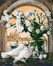 Load image into Gallery viewer, paint by numbers | Doves in peace | easy flowers | FiguredArt
