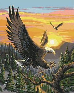 paint by numbers | Eagle at Sunrise | animals birds eagles easy landscapes | FiguredArt