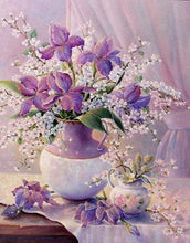 Load image into Gallery viewer, paint by numbers | Elegant Purple Vase | advanced animals elephants flowers | FiguredArt